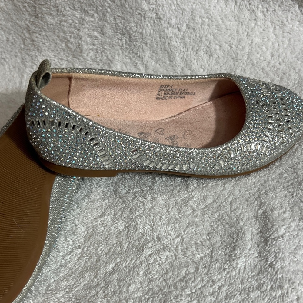 Kids Silver Glitter Ballet Flats - Picture 7 of 9